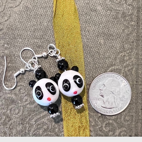Glass Panda Bear Earrings Panda earrings Panda bear earrings. Adorable - Picture 16 of 17